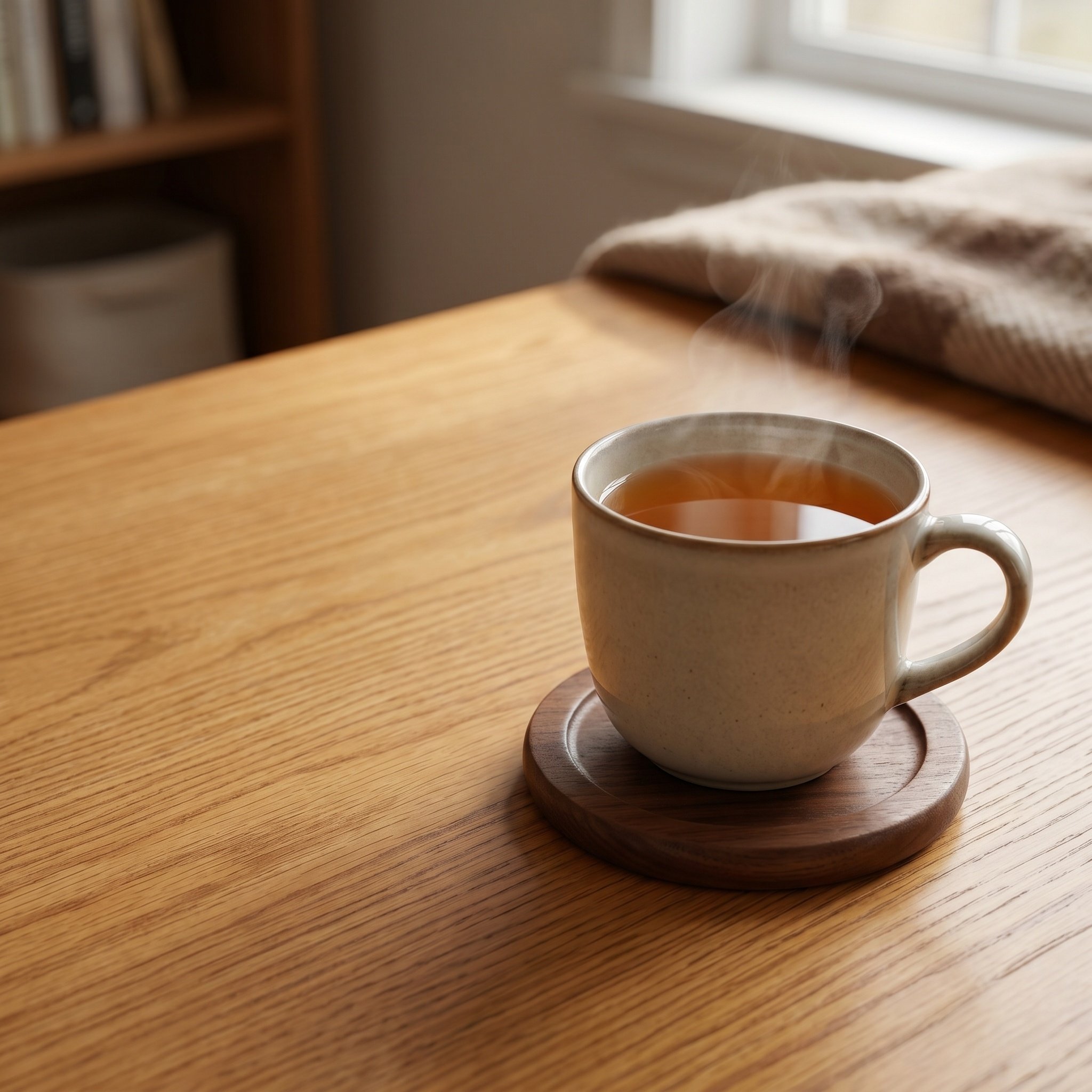 Home Bar Set - 6-delige ronde houten onderzetters van massief