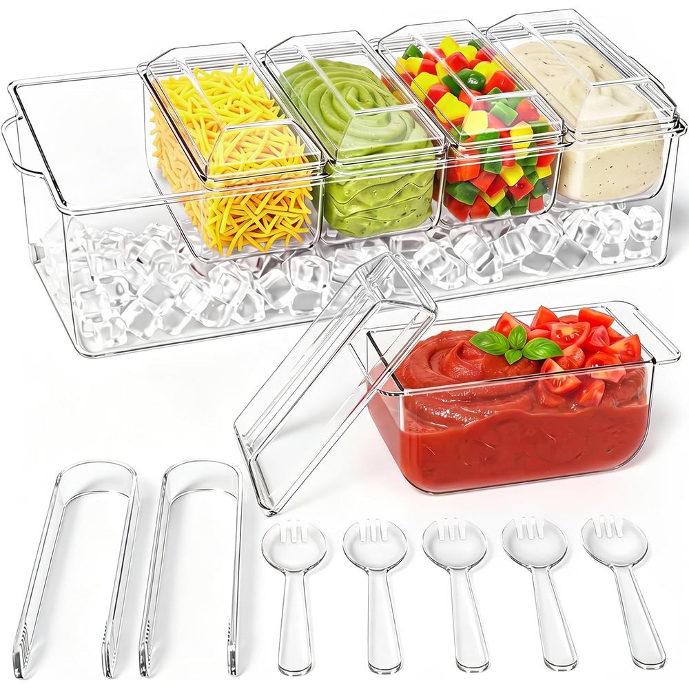 Garnish Tray Set - Kruidenbakje, gekoelde serveerschaal voor thuis, feestjes,
