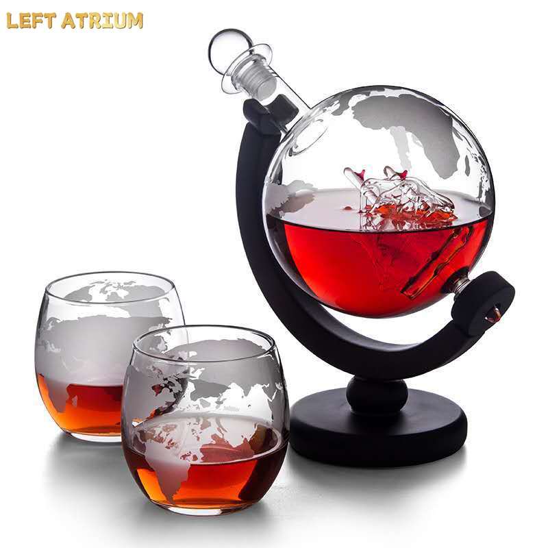 Decanter Globe Set - Glazen globevormige karaf, whiskyset, borosilicaat glazen