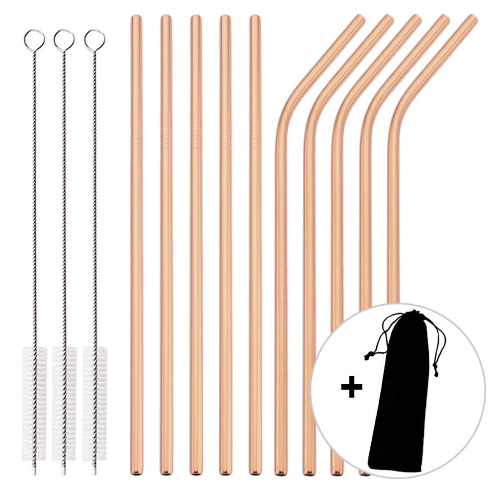 Home Bar Setup - 14 Stuks Herbruikbare Rose Gold Stro