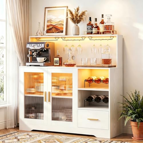 Home Bar And Cabinet - Wijnbar Kast met LED Verlichting, Stopcontact
