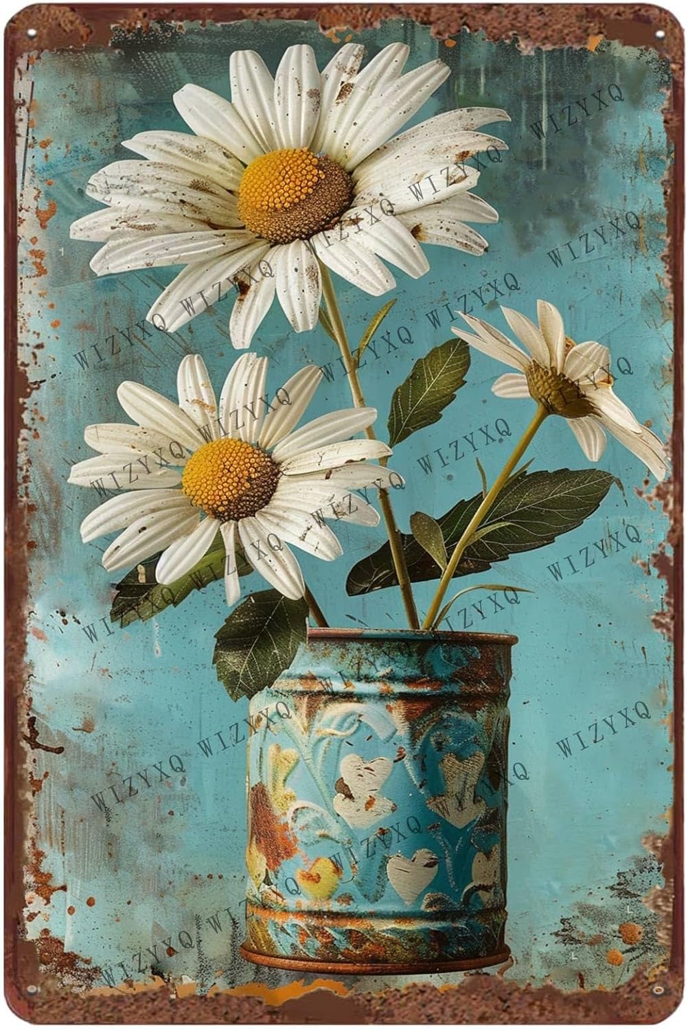 Home Bar And Kitchen - Metalen borden Witte Daisy Flower Vintage