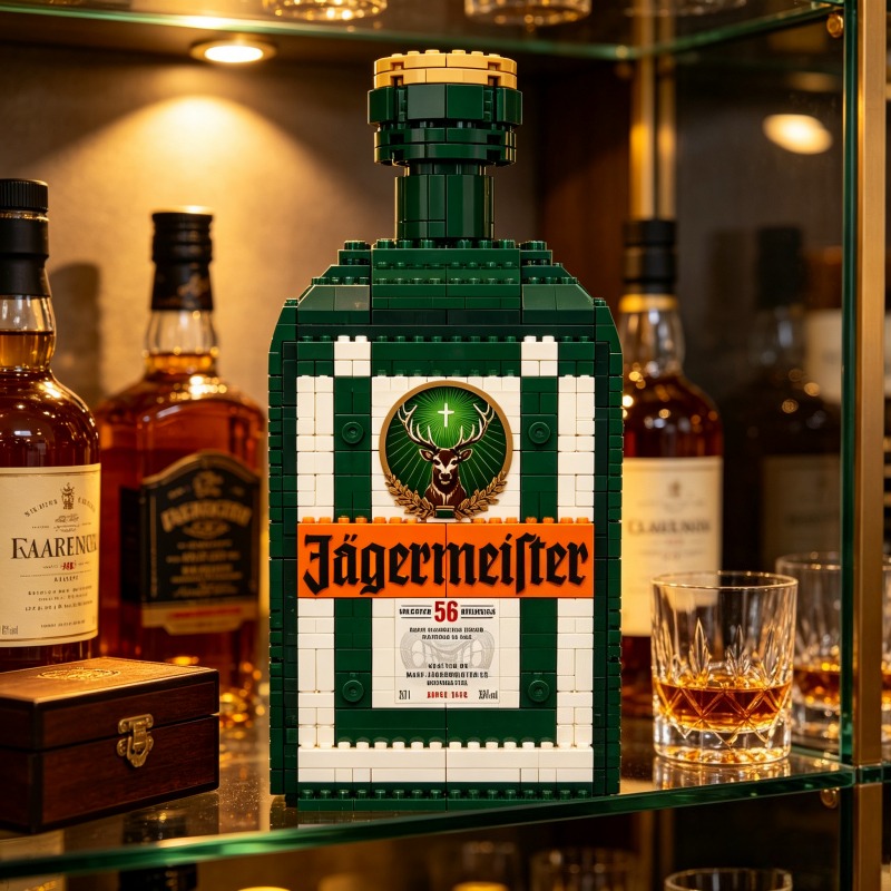 Home Bar Set - DIY Jagermeister likeurfles bouwstenen model thuisbar