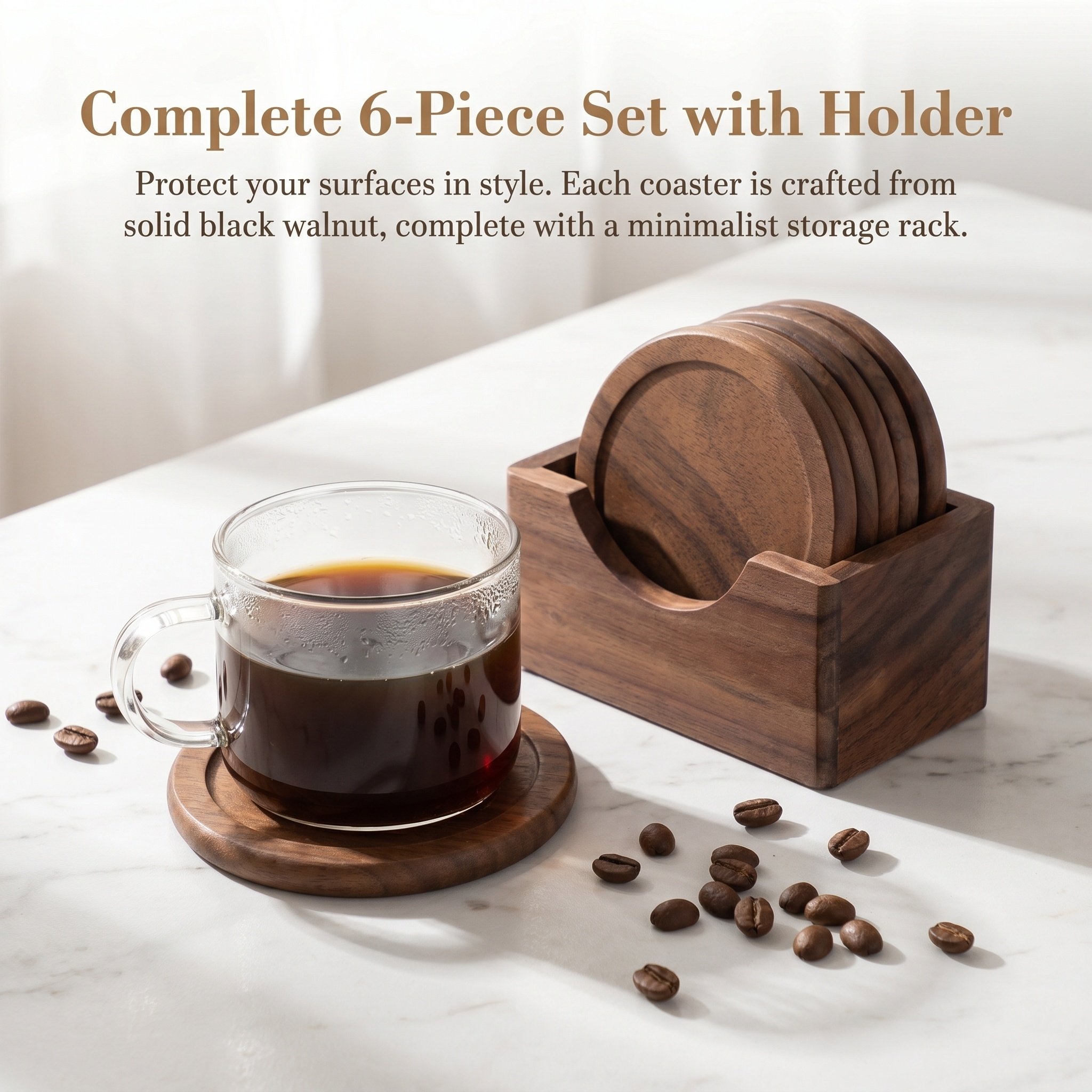 6-delige ronde houten onderzet - Home Bar Set recensie en prijs