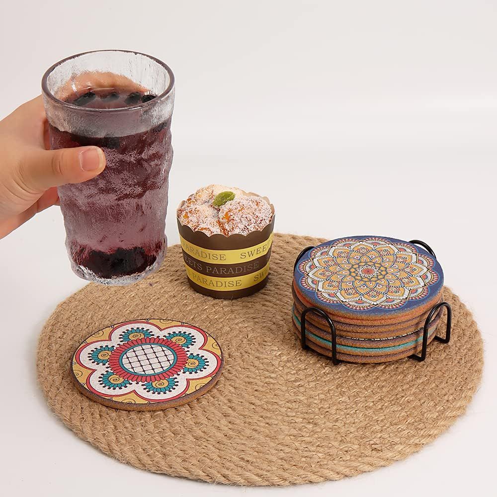 Set van 8 ronde, kleurrijke on - Home Bar Set recensie en prijs