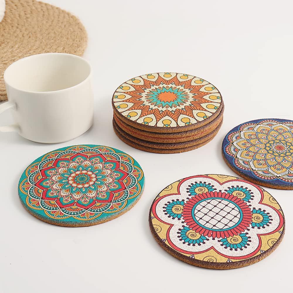 Set van 8 ronde, kleurrijke on - Home Bar Set recensie en prijs