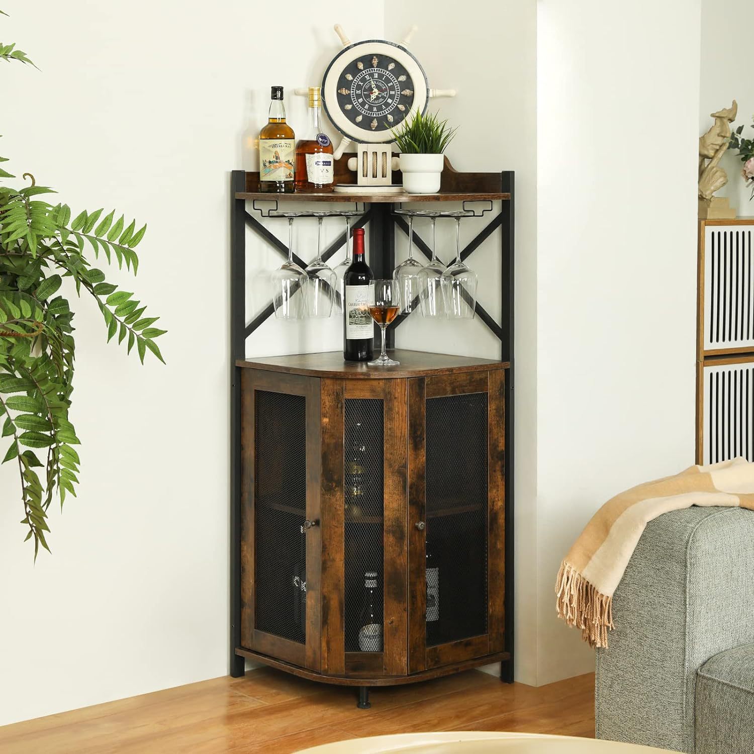 Hoekbar-kast met glazen houder - Home Bar And Cabinet recensie en prijs