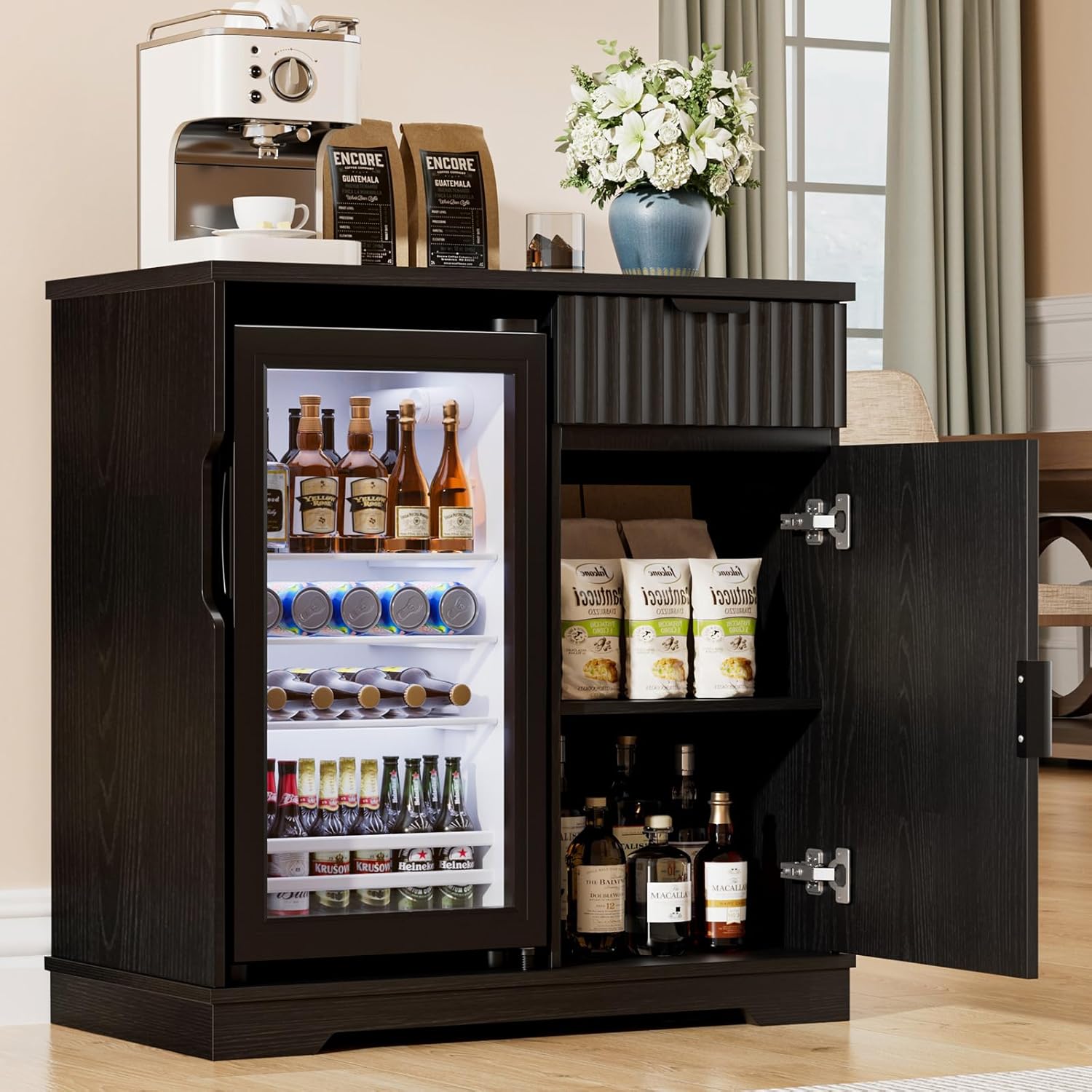 Gecanneleerde koffiebar-kast m - Home Bar And Cabinet recensie en prijs