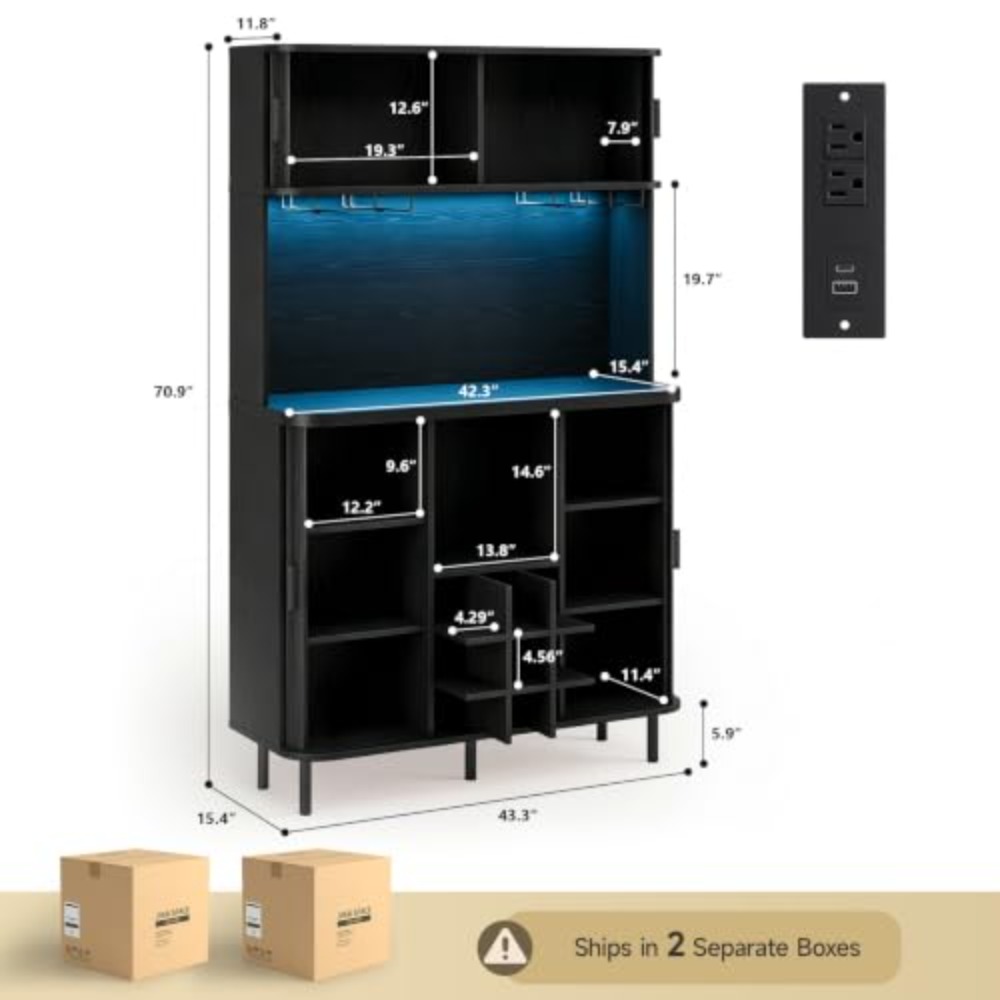 71 inch hoge, gegroefde wijnba - Home Bar And Cabinet recensie en prijs